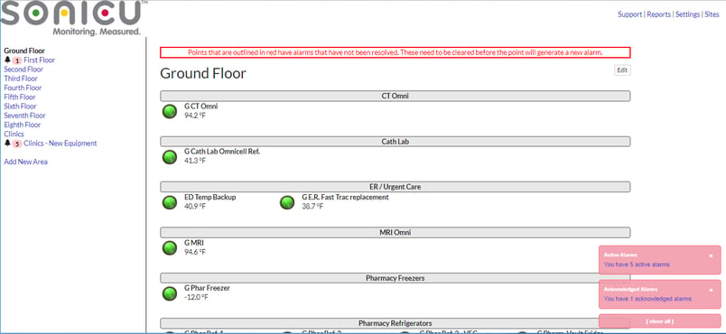 Sonicu Wireless Monitoring upgrades include improved alarm notification and navigation.